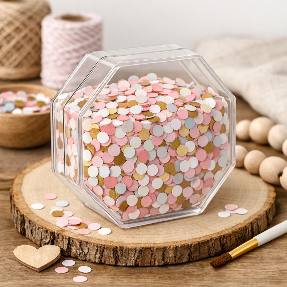 Acryl-Dose sechseckig 85×85×50 mm – hohe Design-DIY-Dose