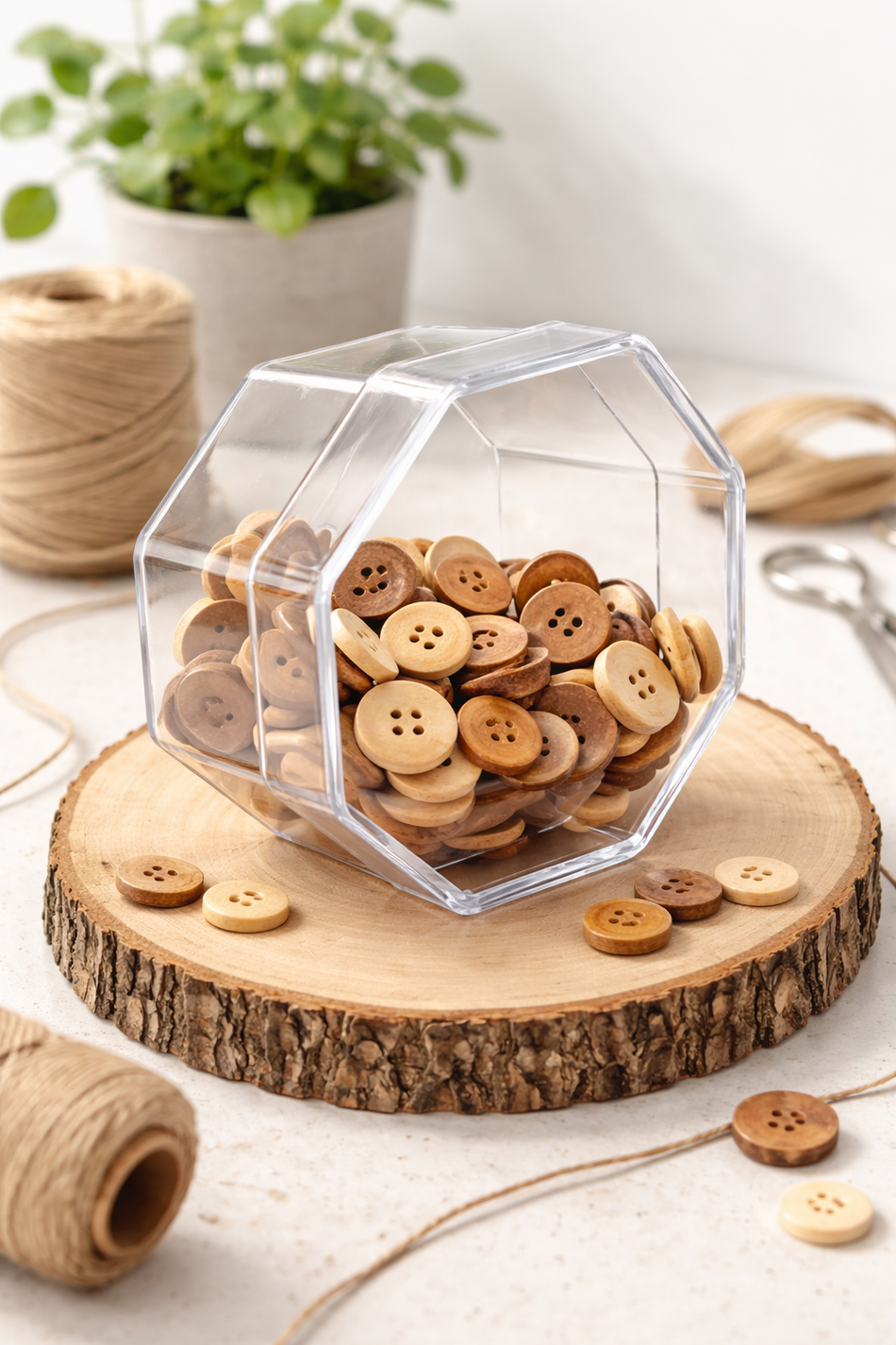 Acryl-Dose sechseckig 85×85×33 mm – flache Design-Dose