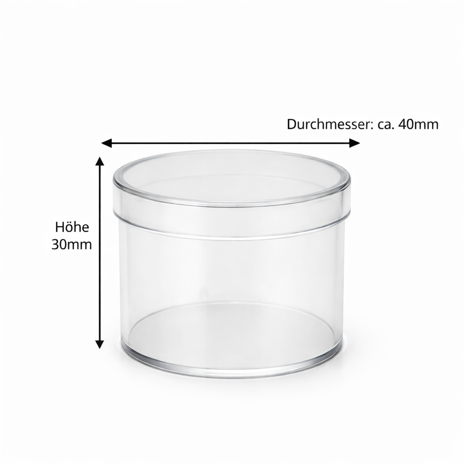 Acryl-Dose rund Ø 40 mm · Höhe 30 mm – kompakte Bastel- & Aufbewahrungsdose