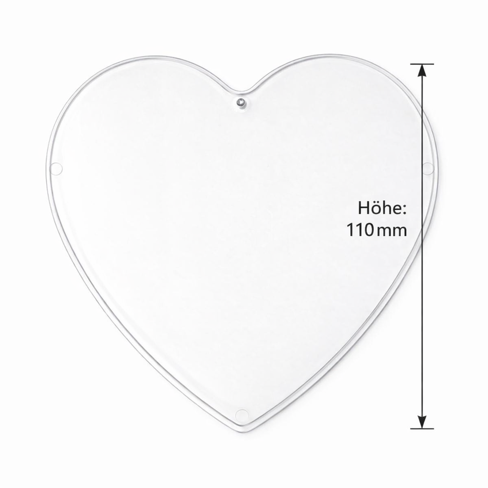 Acryl-Separateur Herz-Form · Höhe 110 mm – dekorative Bastelscheibe